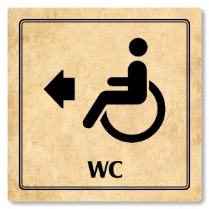 WC invalidé vlevo, 80x80mm, pergamen, Utah